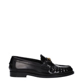 Versace Black Leather Slip-On Loafers